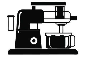 Fototapeta premium Vector illustration of a food processor in monochrome, isolated on a white background, depicting a core kitchen gadget.