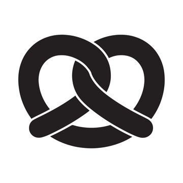 Simple black and white illustration of a classic pretzel shape