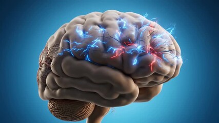 Human Brain Activation - Neural Network Visualization - 3D Animation - Powered by Adobe