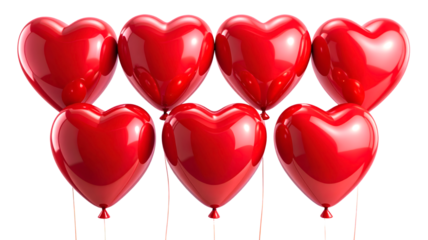 Heart shaped balloons isolated on transparent or white background