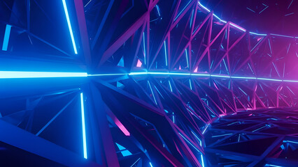 FuturisticGeometricGridWithVibrantBlueAndPinkLightRays