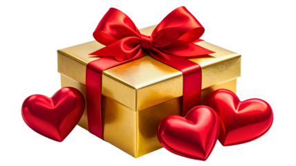 Capturing Love's Essence: Romantic Valentine's Day Gift – Elegant Box with Ribbon on transparent background
