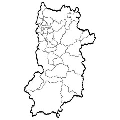 奈良県地図 筆タッチ 市町村区分 和風 近畿 西日本 /  A brushstroke map of Nara prefecture 2