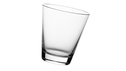 Elegant clear glass isolated PNG on transparent background, modern glassware for drinks and beverages in minimalist style