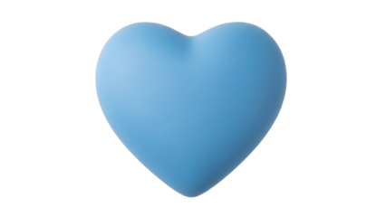 Light blue heart isolated PNG, 3D rendering of a love symbol on transparent background for Valentine s Day and romantic designs