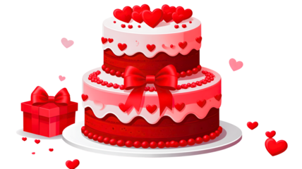 Romantic Two Tier Heart and Rose Cake Transparent PNG
