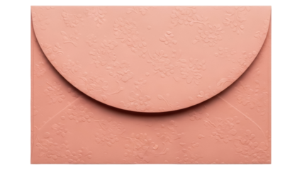 Peach envelope with floral pattern isolated PNG, elegant stationery for invitations and greetings on transparent background