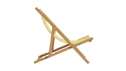 Wooden beach chair PNG isolated on transparent background, summer vacation relaxation equipment for outdoor leisure and travel