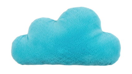 Fluffy blue cloud pillow PNG isolated on transparent background, soft plush cushion for kids room decor and nursery design