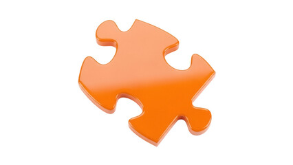 Orange puzzle piece PNG isolated on transparent background, jigsaw game element for problem solving and creative design projects