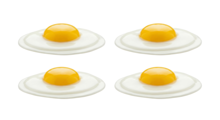 Four Fried Eggs Isolated on White Background