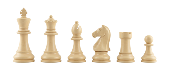 Classic Chess Pieces Set - King, Queen, Bishop, Knight, Rook, Pawn - White