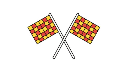 Two Crossed Checkered Flags Displayed on White Background Symbolizing Competition Victory and Racing Endpoints