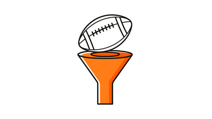 Sports Concept Graphic Representing Selection Process for Athlete Using Funnel and Ball Icon on White Background