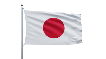 Waving flag of Japan PNG isolated on transparent background, national symbol of Japanese culture...