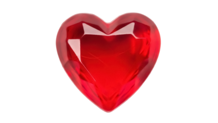 Shiny red heart isolated PNG, love symbol on transparent background, romantic gemstone for Valentine s Day and design projects