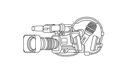 Professional Broadcast Camera With Microphone and Headphones For Field Production And Live Streaming Equipment For News Gathering Recording