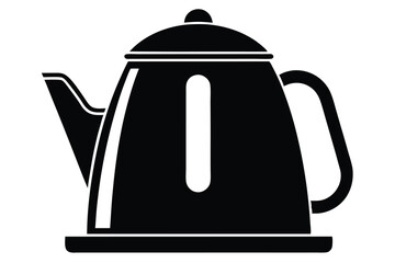Fototapeta premium Premium Electric Kettle Outline Graphic, Black and White Vector for Hot Beverages and Modern Kitchen Device Representation