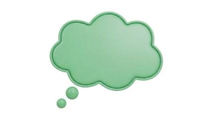 Mint green thought bubble PNG isolated on transparent background, cartoon speech cloud for communication and creative design projects