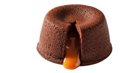 Delicious chocolate lava cake PNG isolated on transparent background, decadent dessert with molten center for food and restaurant design