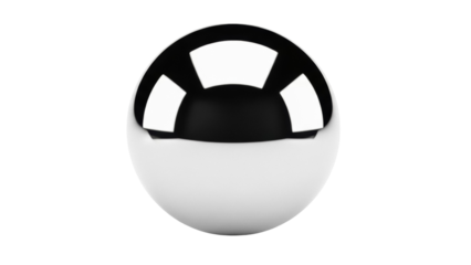 Chrome sphere PNG isolated on transparent background, shiny metal ball with reflections for graphic design and 3D rendering projects