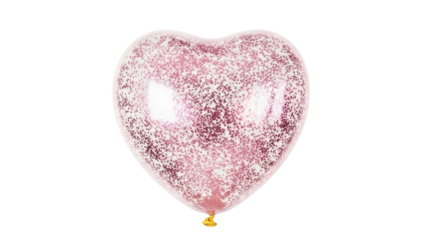 Pink heart-shaped balloon with glitter isolated PNG, festive decoration for Valentine s Day and birthday on transparent background