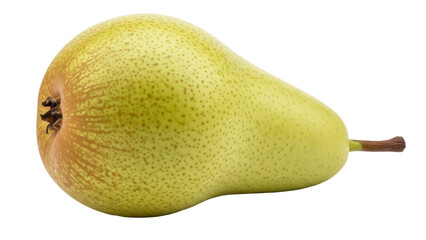 Fresh green pear isolated PNG, ripe fruit with stem on transparent background for healthy eating and design projects