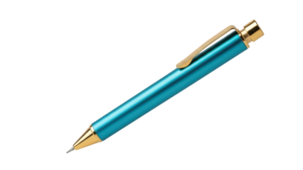 Teal and gold mechanical pencil isolated PNG on transparent background, drafting tool for artists and designers