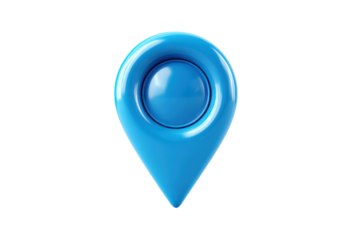 Bright Blue 3 D Location Pin Icon Against Black Background marker navigation