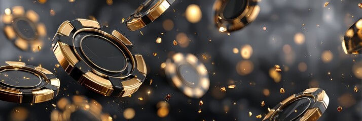 Chips fall in motion in a gaming space during an exciting time of play and chance