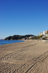 The view of the beach in Lloret De Mar, Costa Brava, Spain