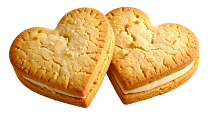 Two heart shaped cookies together perfect for valentine's day concept bakery