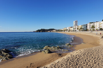 The view of the beach in Lloret De Mar, Costa Brava, Spain