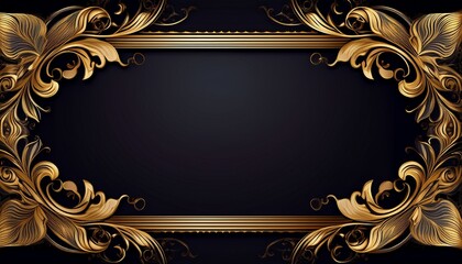 a rich black background with intricate gold patterns and a sophisticated luxurious border for a certificate