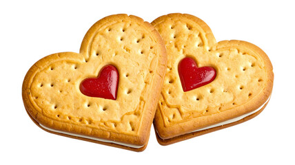 Tasty heart shaped danish butter cookies isolated on transparent background