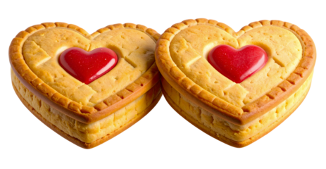 Heart shaped cookie isolated on transparent background Generative Ai.