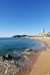 The view of the beach in Lloret De Mar, Costa Brava, Spain