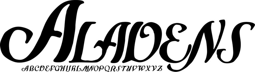 Obraz premium Classic Serif Display Font Alphabet – Elegant Retro Font Type with Smooth Curves, Timeless Typography Meaning for Editorial Headlines, Vintage Branding, Logo Design, and Professional Graphic Design