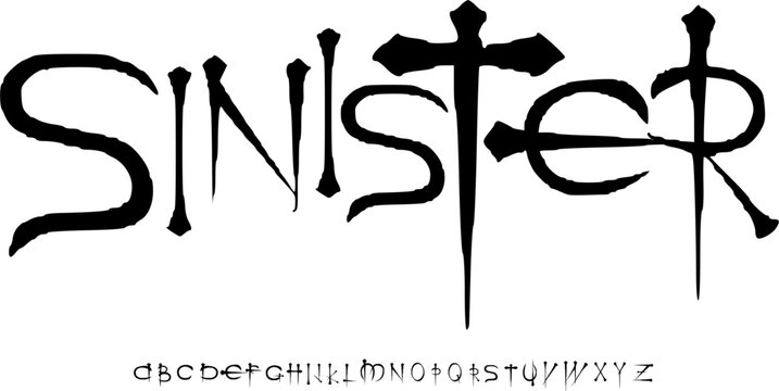Horror Gothic Display Font Alphabet &ndash; Dark Spooky Font Type with Sharp Handcrafted Strokes, Fearful Typography Meaning for Horror Movie Posters, Game Titles, Halloween Branding, Metal Logos