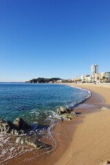 The view of the beach in Lloret De Mar, Costa Brava, Spain