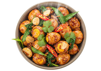 Braised Eggs with Chili and Herbs