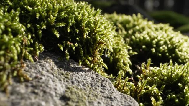 Mossy Rock Close Up Showing Texture And Detail In A Garden Or Natural Setting High Quality
