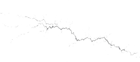 Fototapeta premium A stark white background is dramatically interrupted by a dark gray, jagged line resembling a crack or fracture, with smaller, scattered dots and lines extending outwards, creating a sense of