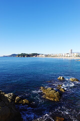 The view of the beach in Lloret De Mar, Costa Brava, Spain