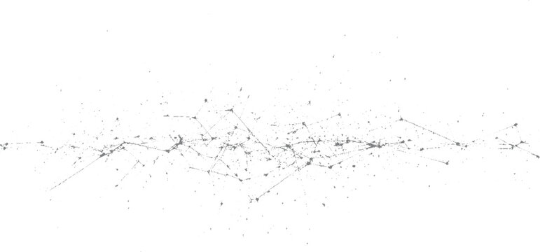 Abstract network of interconnected dots and lines forming a sparse constellation pattern against a clean white background representing data connections or digital pathways