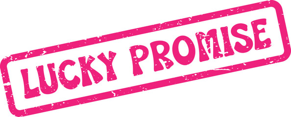 Vibrant pink rubber stamp with distressed texture showing LUCKY PROMISE text