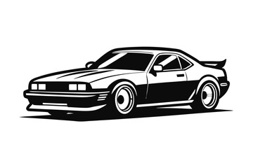 Fototapeta premium Modern Automotive Speed Silhouette Graphic, Black and White Vector Illustration of a Dynamic Car in Motion