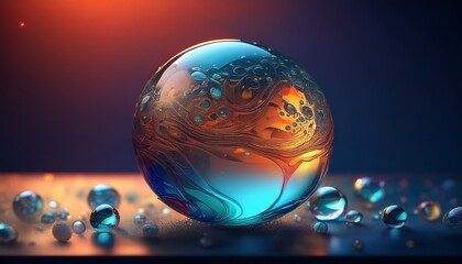 glass sphere with drops generative ai