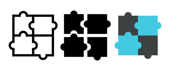 Puzzle icon. Vector flat icon set isolated on white background.