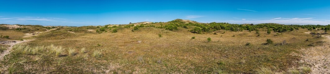 Panoramic view of the dune landscape near Egmond aan Zee in the Netherlands